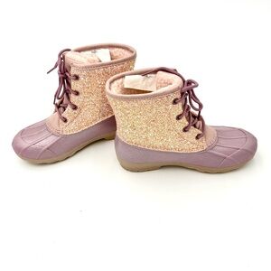 Wonder Nation Duck Winter Boots Color Pink/purple  Size 3 Lace Up Glitter NWOT